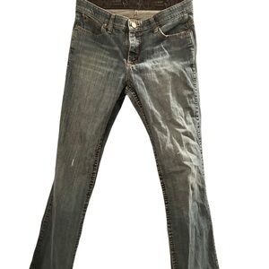 Wrangler Blue Boot Cut Jeans with Distressed Look